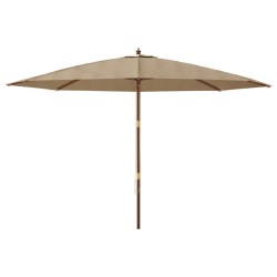 Parasol de jardin avec mât en bois taupe 400x273 cm 