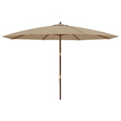 Parasol de jardin avec mât en bois taupe 400x273 cm 