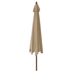 Parasol de jardin avec mât en bois taupe 400x273 cm 