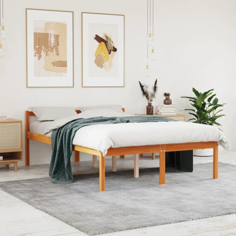 Lit pour personne âgée sans matelas 140x190 cm bois pin massif 