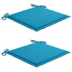 Chaises de jardin et coussins bleu lot de 2 Bois de teck massif 