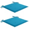 Chaises de jardin et coussins bleu lot de 2 Bois de teck massif 