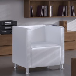 Fauteuil cube en similicuir blanc 