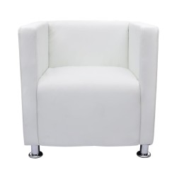 Fauteuil cube en similicuir blanc 