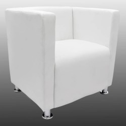 Fauteuil cube en similicuir blanc 
