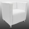 Fauteuil cube en similicuir blanc 