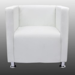 Fauteuil cube en similicuir blanc 