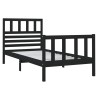 Cadre de lit sans matelas noir bois massif 