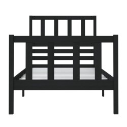 Cadre de lit sans matelas noir bois massif 