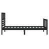 Cadre de lit sans matelas noir bois massif 