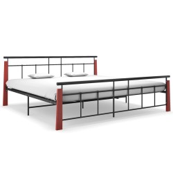 Cadre de lit sans matelas métal bois de chêne massif 200x200 cm 