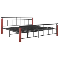 Cadre de lit sans matelas métal bois de chêne massif 200x200 cm 