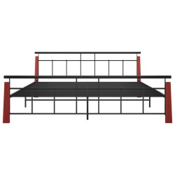 Cadre de lit sans matelas métal bois de chêne massif 200x200 cm 