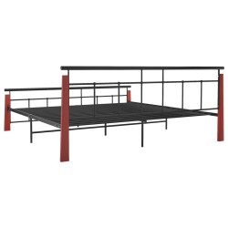 Cadre de lit sans matelas métal bois de chêne massif 200x200 cm 
