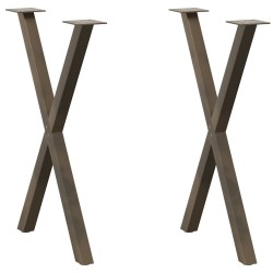 Pieds de table à manger en forme de X, 2 pièces, acier naturel, 60 x (72-73) cm 