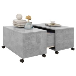 Table basse gris béton 75x75x38 cm bois d'ingénierie 