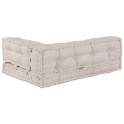 Coussin de canapé en paletteavec support pour les bras et le dos en tissu crème 
