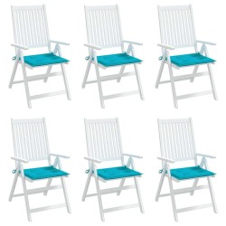 Coussins de chaise de jardin lot de 6 turquoise 50x50x4cm tissu 