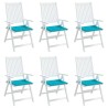 Coussins de chaise de jardin lot de 6 turquoise 50x50x4cm tissu 