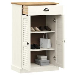 Armoire à chaussures VIGO blanc 60x35x96 cm bois massif de pin 