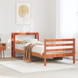 Cadre de lit sans matelas cire marron 75x190 cm bois pin massif 