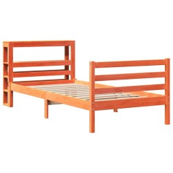 Cadre de lit sans matelas cire marron 75x190 cm bois pin massif 