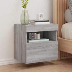 Meubles TV muraux et lumières LED 2pcs sonoma gris 40x30x40 cm 