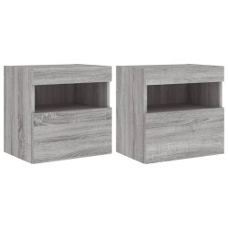 Meubles TV muraux et lumières LED 2pcs sonoma gris 40x30x40 cm 