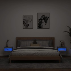 Meubles TV muraux et lumières LED 2pcs sonoma gris 40x30x40 cm 