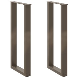 Pieds de table console en U, 2 pièces, acier naturel, 28 x (72-73) cm 