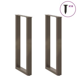 Pieds de table console en U, 2 pièces, acier naturel, 28 x (72-73) cm 