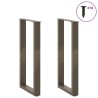 Pieds de table console en U, 2 pièces, acier naturel, 28 x (72-73) cm 