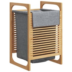 Panier à linge avec sac gris 32x30x36,5 cm bambou 