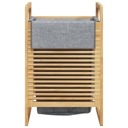 Panier à linge avec sac gris 32x30x36,5 cm bambou 