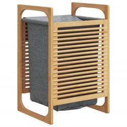 Panier à linge avec sac gris 32x30x36,5 cm bambou 
