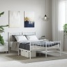 Cadre de lit métal sans matelas et pied de lit blanc 160x200 cm 