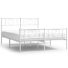 Cadre de lit métal sans matelas et pied de lit blanc 160x200 cm 