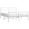 Cadre de lit métal sans matelas et pied de lit blanc 160x200 cm 