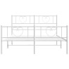 Cadre de lit métal sans matelas et pied de lit blanc 160x200 cm 