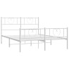 Cadre de lit métal sans matelas et pied de lit blanc 160x200 cm 