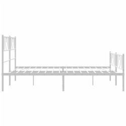 Cadre de lit métal sans matelas et pied de lit blanc 160x200 cm 