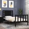 Cadre de lit sans matelas noir bois de pin massif 