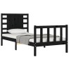 Cadre de lit sans matelas noir bois de pin massif 