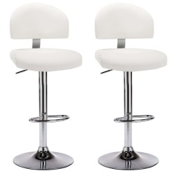 Tabourets de bar lot de 2 blanc similicuir 