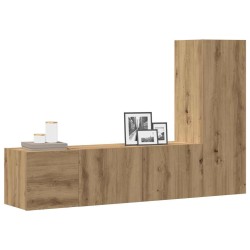 Meubles TV muraux 3 pcs chêne artisanal bois d'ingénierie 