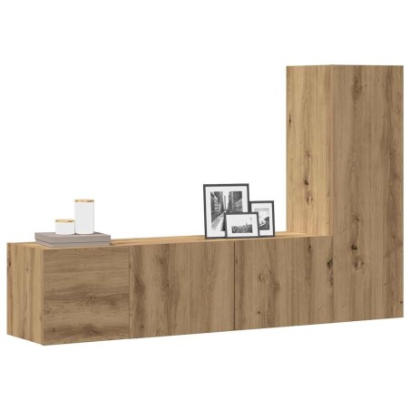 Meubles TV muraux 3 pcs chêne artisanal bois d'ingénierie 