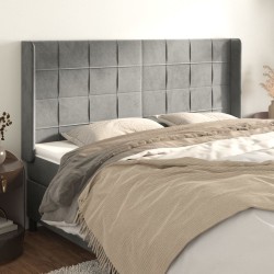 Tête de lit avec oreilles Gris clair 163x16x118/128 cm Velours 