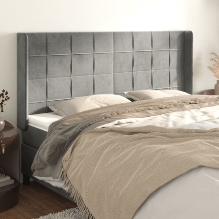 Tête de lit avec oreilles Gris clair 163x16x118/128 cm Velours 