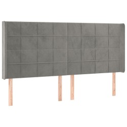 Tête de lit avec oreilles Gris clair 163x16x118/128 cm Velours 