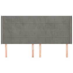 Tête de lit avec oreilles Gris clair 163x16x118/128 cm Velours 